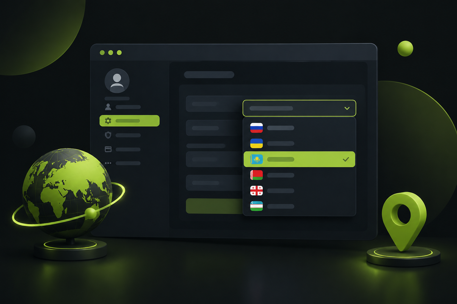 Настройки профиля Steam: выпадающий список Country с выбранным Казахстаном
