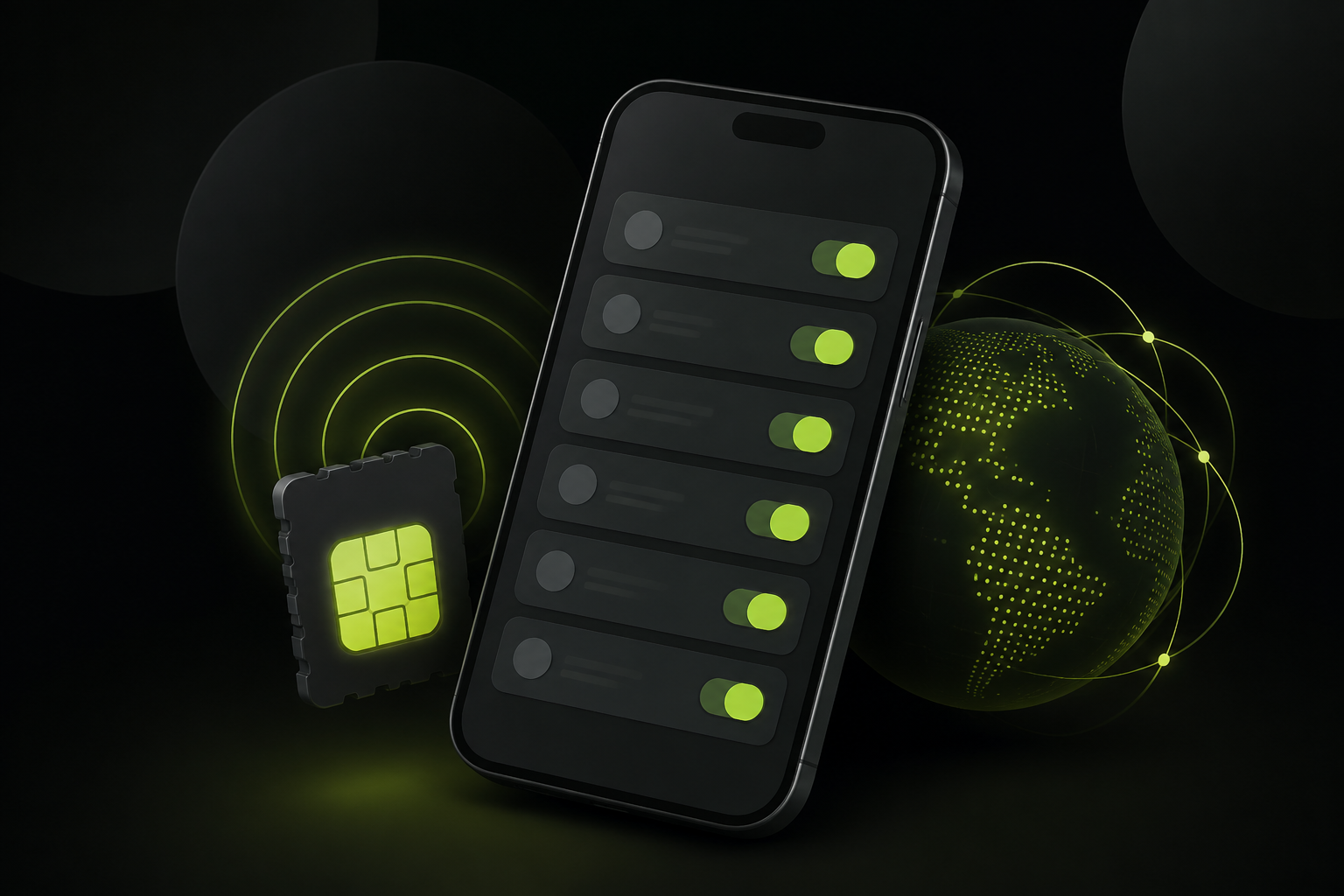 Список профилей eSIM в настройках iPhone: названия линий и переключатели активации