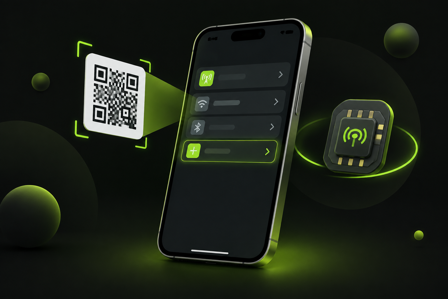 Сканирование QR-кода eSIM в настройках iPhone: раздел Сотовая связь, пункт Добавить eSIM