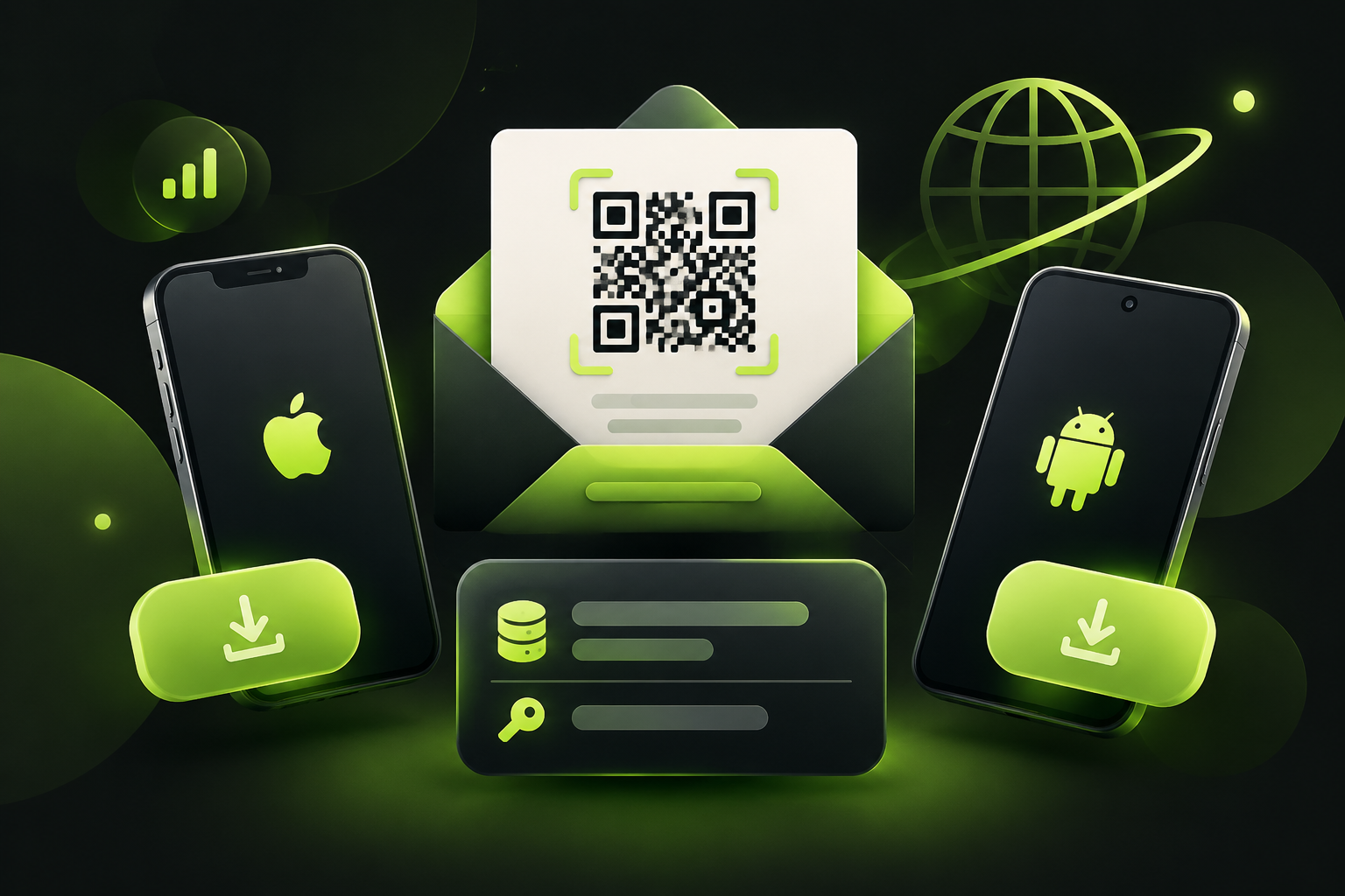 Письмо с QR-кодом eSIM, кнопками установки для iPhone и Android, SM-DP+ адресом и кодом активации