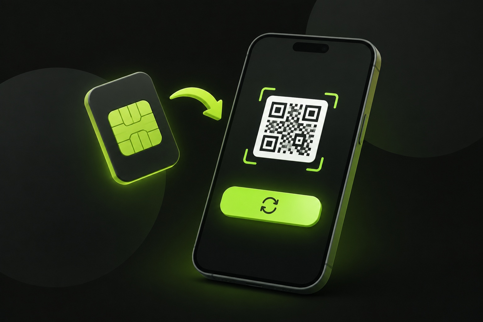 Раздел замены SIM-карты в приложении оператора: кнопка «Заменить eSIM» и QR-код на экране