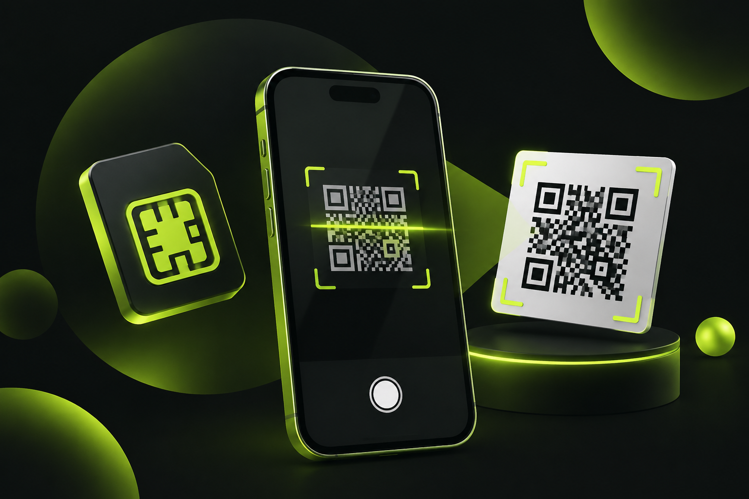 Раздел добавления eSIM в настройках телефона с камерой для сканирования QR-кода