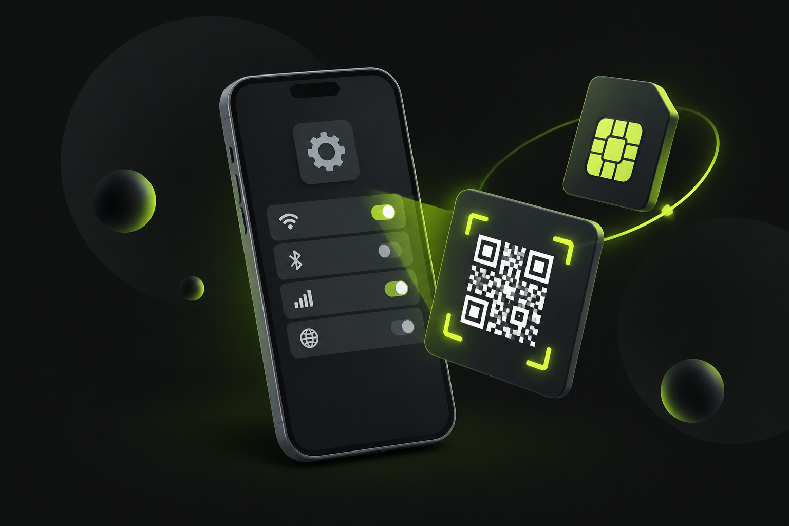 Настройки телефона с добавлением eSIM по QR-коду