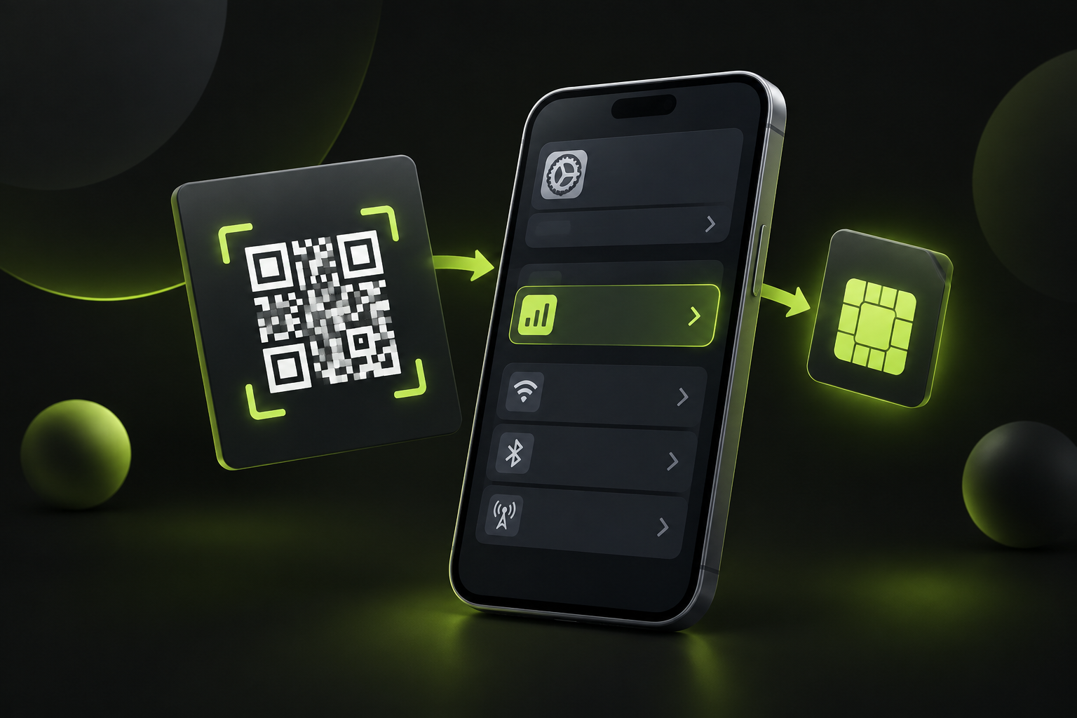 Установка eSIM по QR-коду в настройках iPhone