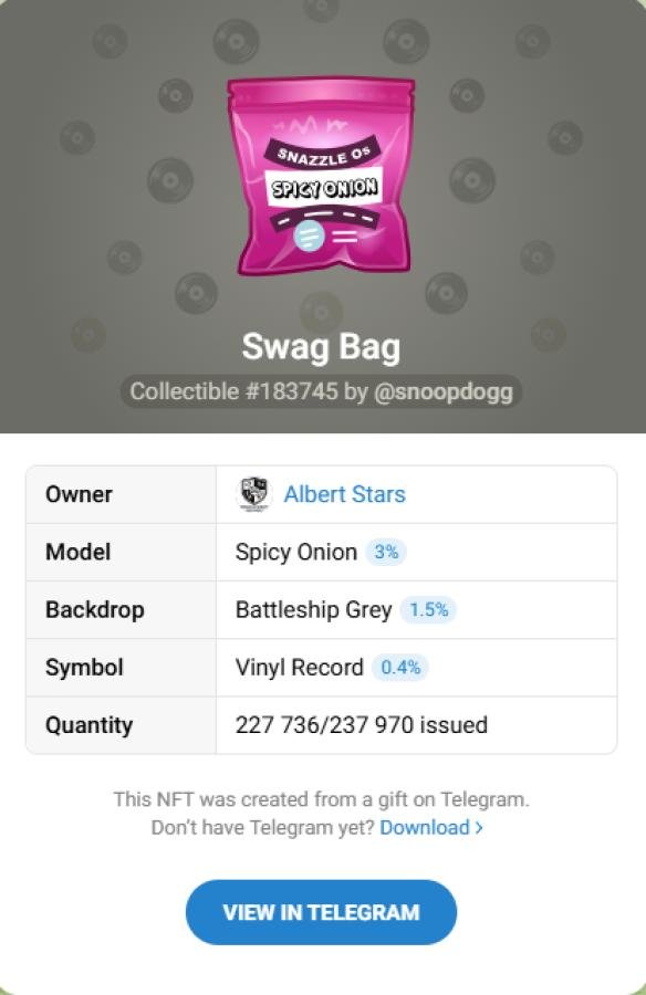 Купить NFT-подарок Swag Bag #183745— коллекционный Telegram Gift
