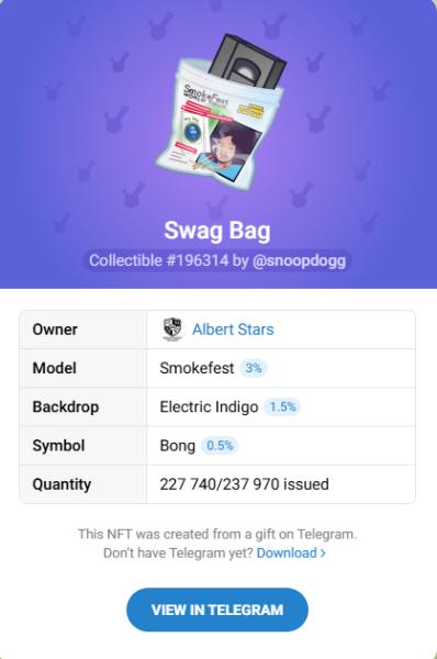 NFT подарок Swag Bag #196314