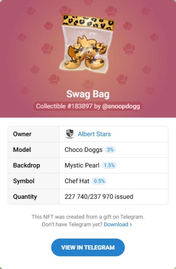Купить NFT-подарок Swag Bag #183897 — коллекционный Telegram Gift
