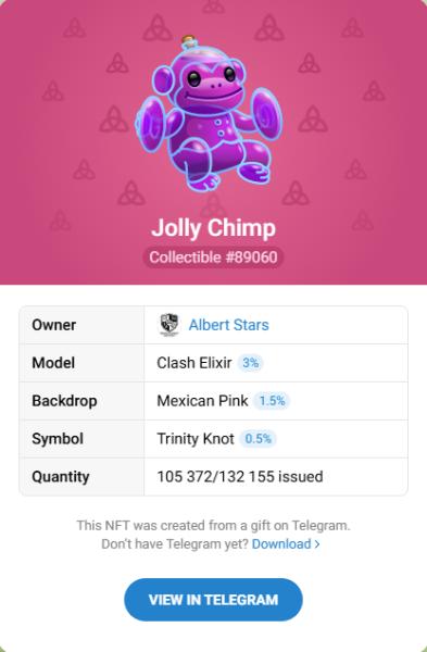 NFT подарок Jolly Chimp #89060