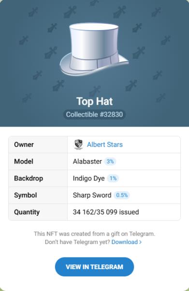 NFT подарок Top Hat #32830