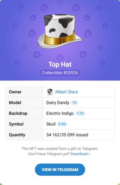 NFT подарок Top Hat #33926