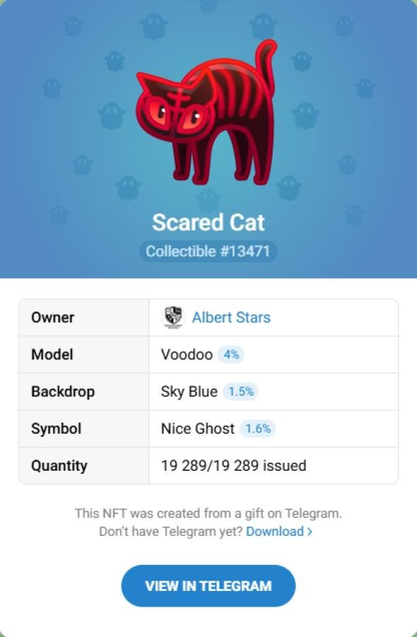 Купить NFT подарок Scared Cat #13471 — коллекционный Telegram Gift