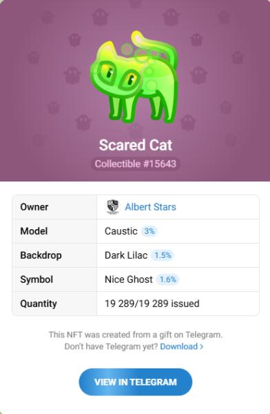NFT подарок Scared Cat #15643