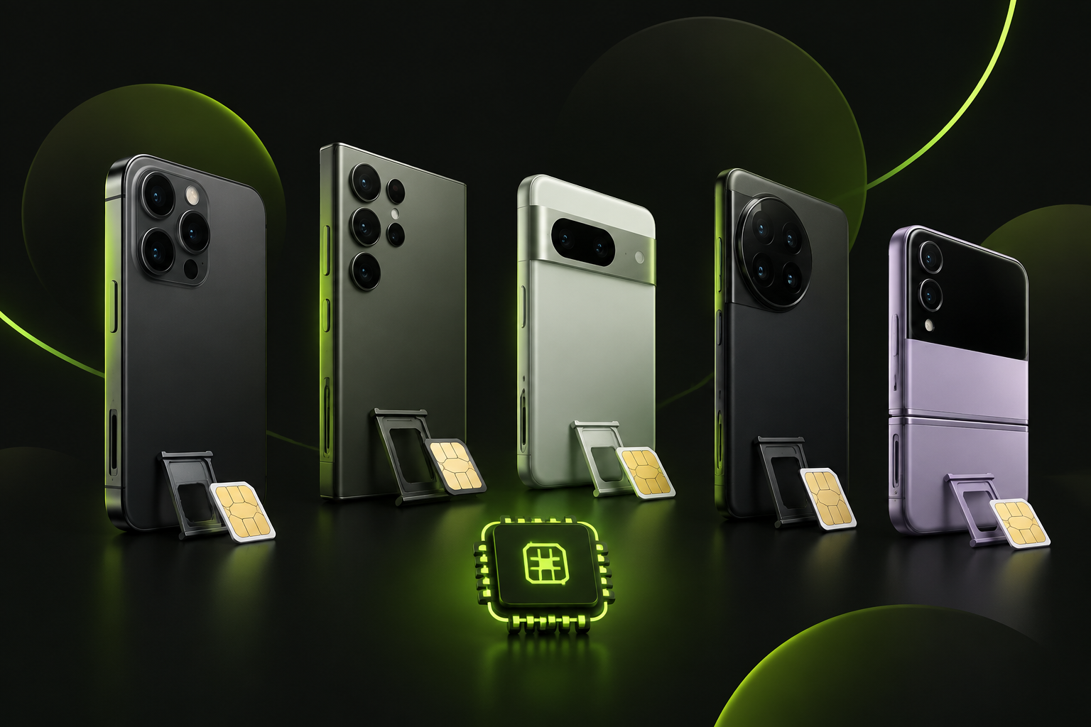 Смартфоны разных регионов с физической SIM и eSIM