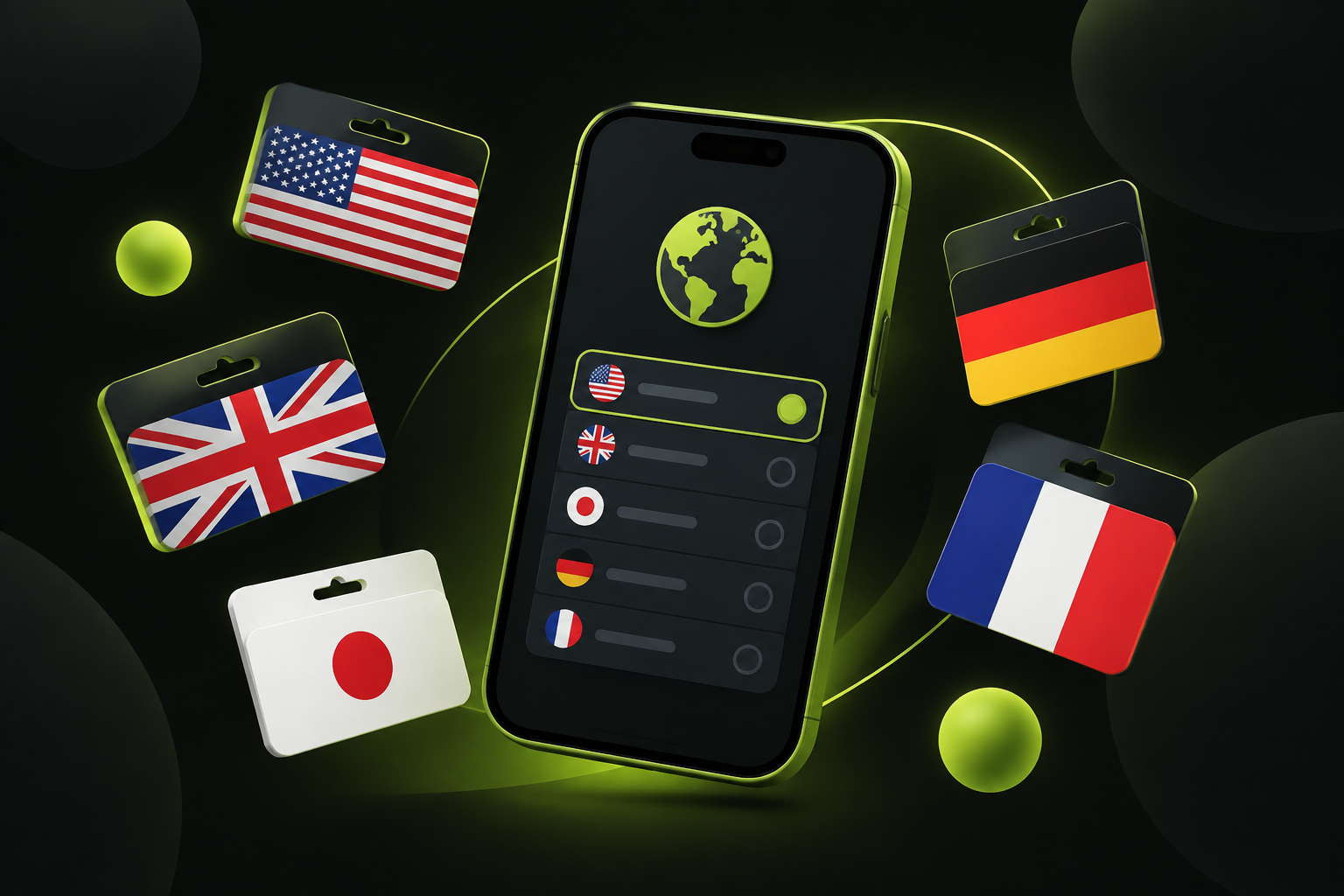 Смартфон с выбором региона аккаунта Apple