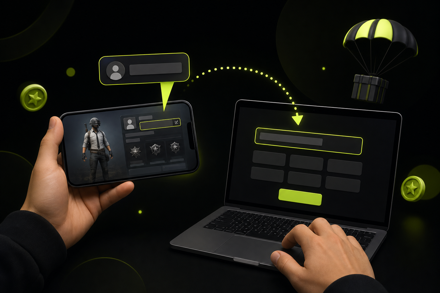 Игрок сверяет ID PUBG Mobile перед пополнением аккаунта