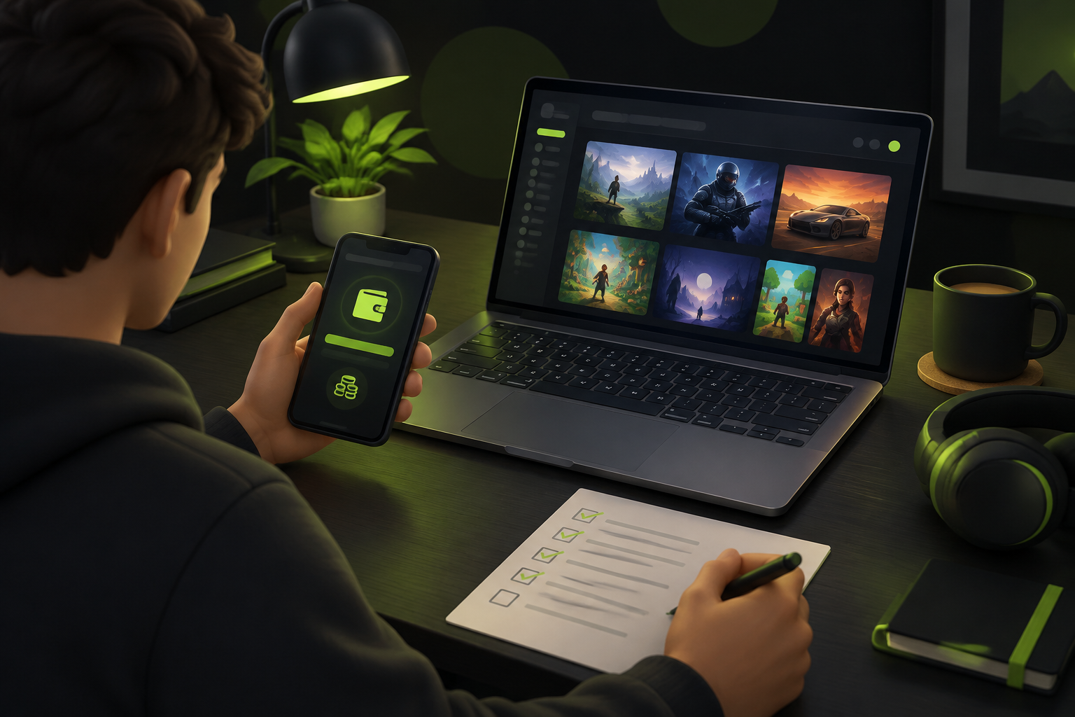 Пользователь проверяет баланс телефона и данные Steam