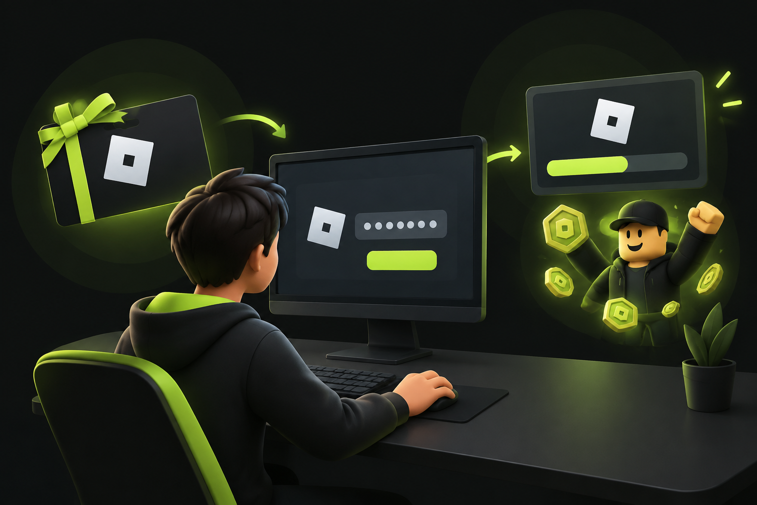 Схема активации подарочной карты Roblox: ввод кода и зачисление робуксов