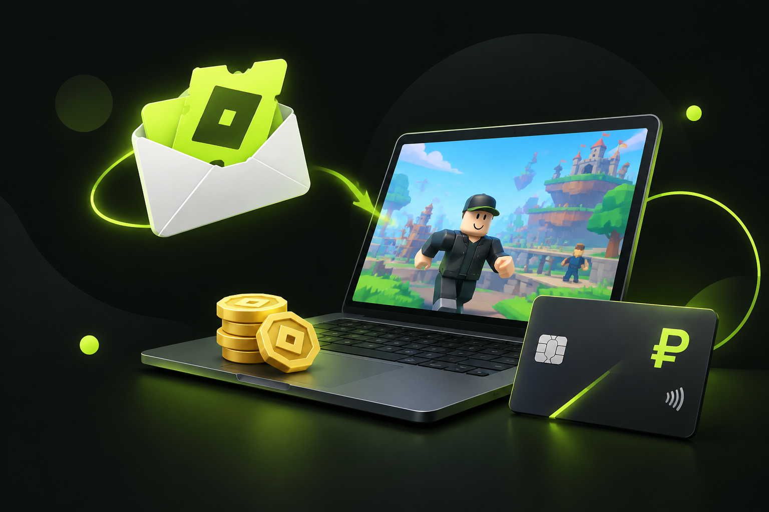 Цифровой код Robux и письмо на почте