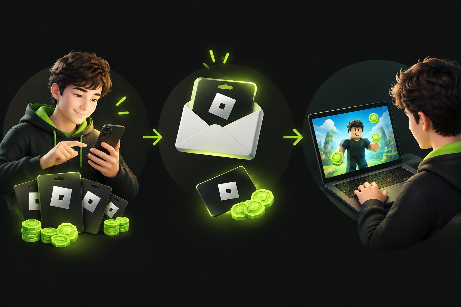 Игрок выбирает номинал Robux и получает цифровой код