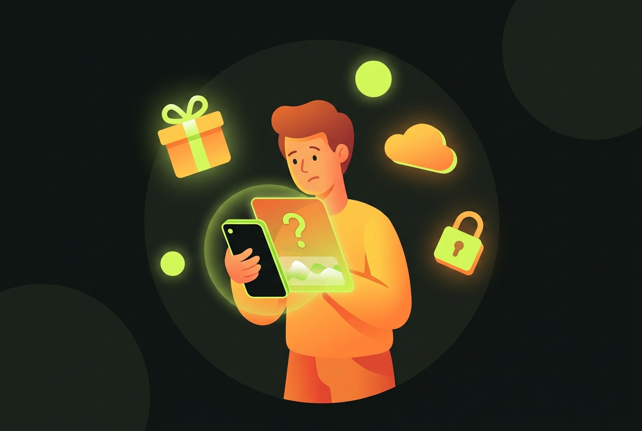 Пользователь проверяет статус подписки Spotify на телефоне